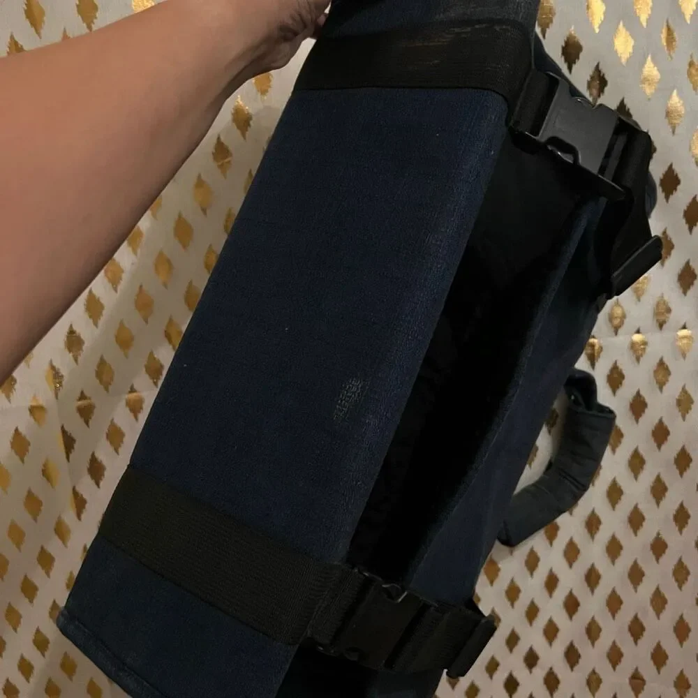 Vintage book bag denim with buckles